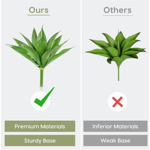 Velener Artificial Plant Outdoor Agave - Small Size UV Resistant Fake Agave Plants for Indoor and Outdoor Decor(14 Inch)-2 Pack