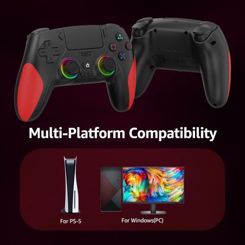 Kamylorus Wireless Controller for PS-5/PC, Gaming Controller for PC with Hall Effect, Programmable/Remap/Turbo, 3.5Mm Audio Jack, Dual Vibration, 6-Axis Motion Control Gamepad with Speaker