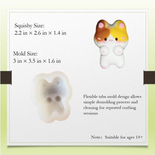 Power Cat Silicone Squishy Making Mold, DIY Craft Making Tool, Cute Animal Shape Mold for Taba Squishy Half Palm Size Soap Molds 1 Piece