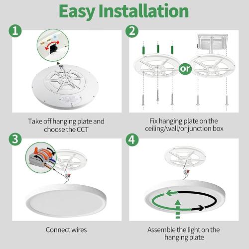 Size  Large LED Flush Mount Ceiling Light, 40W,4350LM, 3000K/4000K/6000K CCT Selectable,White Round Flat Panel Light Low Profile Ceiling Light Fitures for Hallway, Kitchen, Bedroom, Laundry Room
