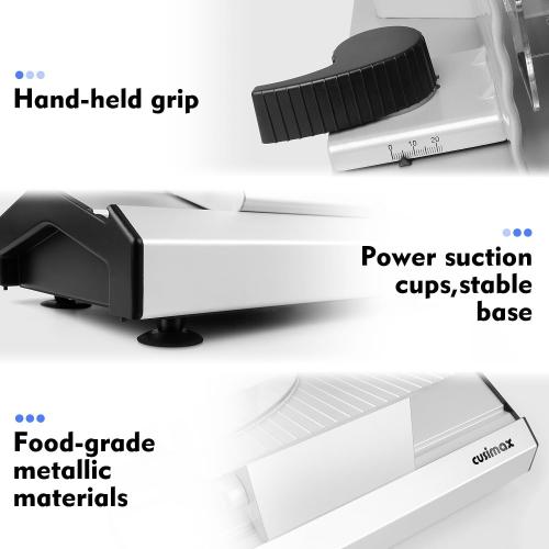 CUSIMAX Meat Slicer,9Electric Food Slicer with 2 Stainless Steel Blades,1-20mm Adjustable Thickness for Home Use,Removable Food Carriage for Easy Cleaning