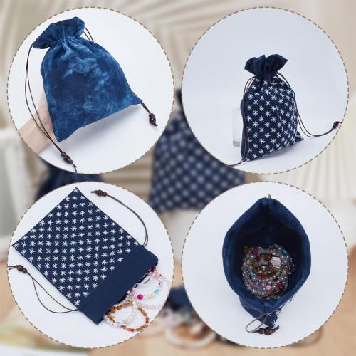 INFUNLY 3 Set Sashiko Drawstring Bag Kit DIY Sashiko Embroidery Bag Set with Printed Fabric Sewing Handbag Kits Embroidery Starter Kit Needlepoint Sewing Bags with Instruction for Beginner Adult