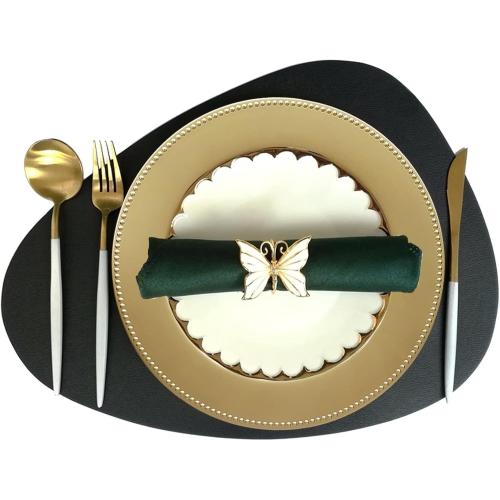 Set of 12 Gold Charger Plates with Beaded. 13 Reusable Plastic Table Chargers for Dinner Plates