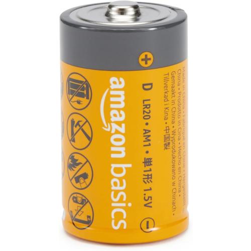 Amazon Basics 12-Pack D Cell Alkaline All-Purpose Batteries, 1.5 Volt, 5-Year Shelf Life