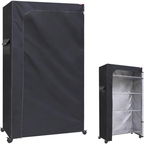 Size 36x24x72 Color Black Waterproof Dustproof Shelving Cover for Wire Shelf, 36 W x 24 D x 72 H – Heavy Duty Oxford Fabric with Clear Front & Two-Way Zipper for Pantry, Basement, Utility Room (Black, Cover Only)