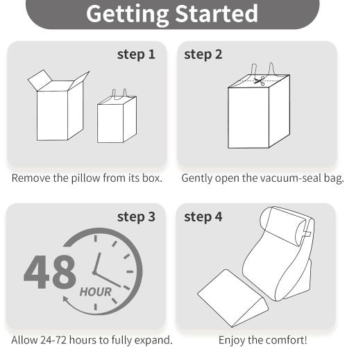 4PCS Orthopedic Bed Wedge Pillow Set for Post Surgery & Pain Relief, Adjustable Wedge Pillow for Back,Acid Reflux,Sitting up in Bed,Recovery,Snoring,Body Pillow for Sleeping (White/Dark Grey)