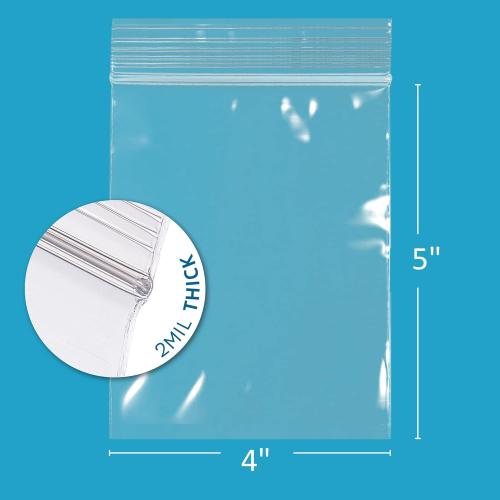 GPI - 4 x 5 Zip Bags, 1000 Count, 2 Mil, Clear Plastic Reclosable Zipper Poly Baggies, with Resealable Zip Top Lock Seal, for Jewelry, Coins, Pills, Candy, Beads, Seeds & More.