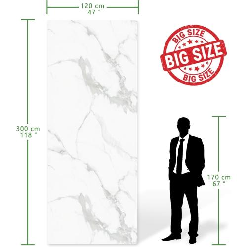 Marble Peel and Stick Waterproof Wall Paneling, Carrara White Glossy Finish Self-Adhesive Backsplash Tile Vinyl Wall Panel for Kitchen Bathroom Wall Decor,