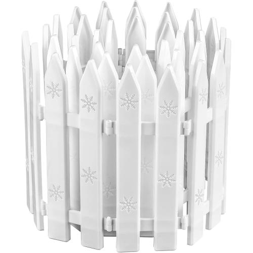 URATOT 35 Pieces Christmas Tree Thick White Plastic Picket Fence Christmas Tree Fence for Pets Kids Holiday Party Garden Home Decoration, 12 Inches