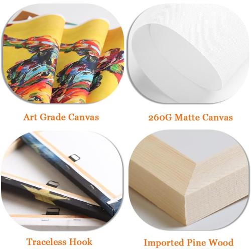 Pacimo Canvas Art Wall Decor Geometric Gold Green Pictures Strokes Abstract Shapes Illustrations Painting Prints on Canvas 3 Pieces Modern Artwork Stretched and Framed Ready to Hang - 12 x 16 x 3