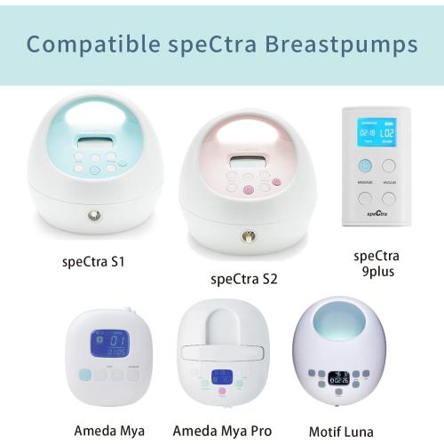 Pump Parts Compatible with Spectra S1/S2/9 Plus, Not Original Accessories, Full Set Replacements Include 24mm Flange, Duckbill Valve, Backflow Protector, Tubing and Bottle