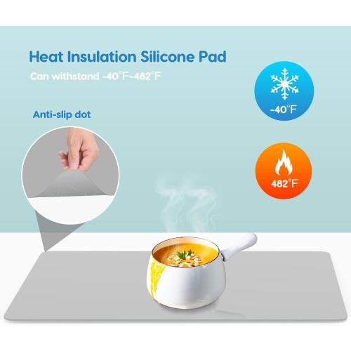 AECHY Extra Large Silicone Mat 35.3x23.5x0.08, Multipurpose Silicone Mat Thick Heat Resistant Mat Shipped Rolled Up Kitchen Counter Mat Waterproof Silicone Mats for Kitchen Counter Light Gray
