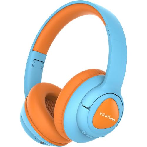 VibeTune Kids Bluetooth Headphones, 60H Playtime, Volume Limited 85/94dB, Bluetooth 5.4, Type-C Fast Charging, Foldable Wireless Headphones for Kids, Toddler Headsets with HD Mic-Blue