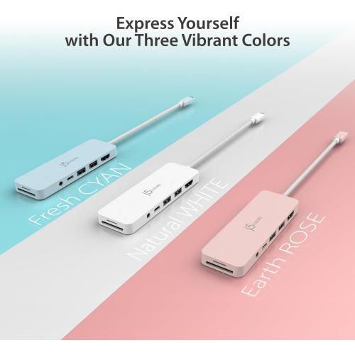 j5create USB-C Multi-Port Hub with Power Delivery with 4K HDMI/2 USB-A 5Gbps/PD 100W Charging SD&Micro SD/3.5mm Audio | for MacBook Pro&Air/iPad Pro/iMac/Surface/XPS/Thinkpad/Galaxy/and More(JCD373EW)
