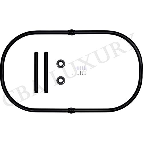 Luxury Oval Shower Curtain Rod (Free Curtain Rings)Ceiling Mount for Clawfoot Tub, Freestanding Heavy Duty Curtain Rail in Matt Black Finish- 45 x 25 Inch