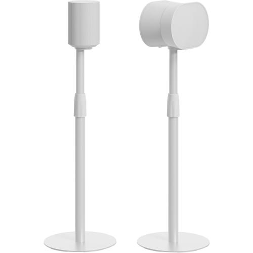 PEGZONE Speaker Stands Pair Compatible with Sonos Era 100 and Era 300, Height-Adjustable from 26.9-42, Cable Management, 11lbs Capacity, White