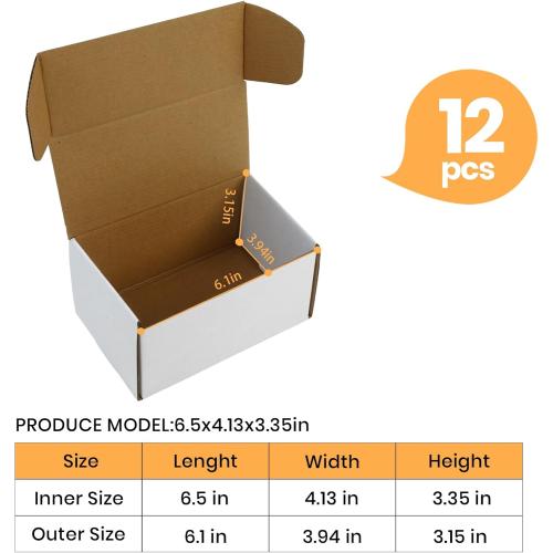 6x4x3 Inch Small Transport Box, Small Cardboard Box (12Pcs White)