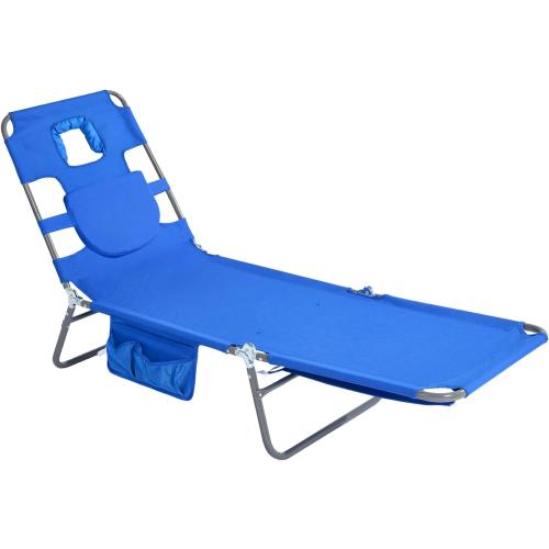 SUNNYFEEL Lay Flat Tanning Chair with Face Down Hole & Arm Slots, Backpack Beach Lounge Chair, 5-Position Folding Sunbathing Chair, 300 LBS Heavy Duty, 72 L x 22 W for Beach, Pool, Camping