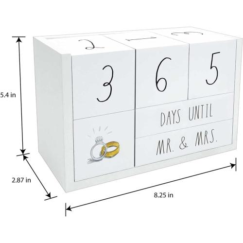 Rae Dunn Countdown Calendar - 9 Piece Wedding Countdown Block Set for Recently Engaged Women and Men - Engagement Gift for Couples, Bride to Be Gifts for Her - Count Down Birthday, Anniversary