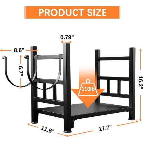 GREENER Small Firewood Rack Indoor Log Holder Wood Storage For Fireplace, Heavy Duty Metal Firewood Holder with Removable Holders, Up-Loaded to 120lb, Size: 17.7“L*11.8 W*16.2 H
