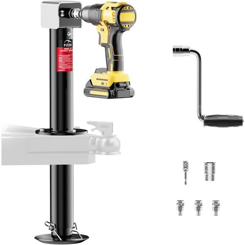 5500-7500lbs Electric A-Frame Trailer Jack, 23.2 Vertical Travel, 12V DC,for RV Trailer, Camper，Silver (5000-M)