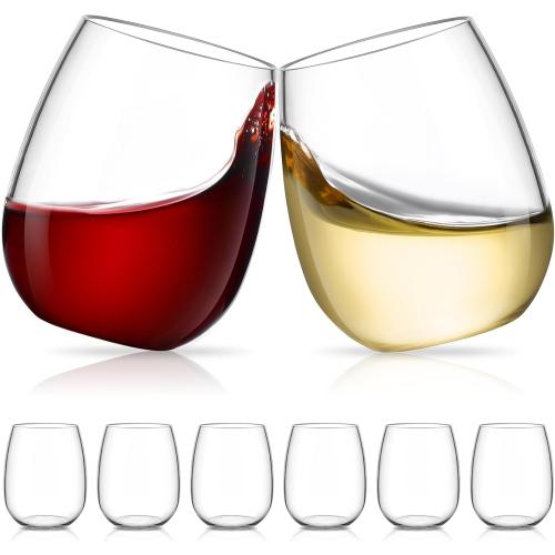 Unbreakable Reusable Tritan Wine Glasses Set of 6, 18 oz Stemless Wine Glass, BPA Free Plastic Tumblers, Drinking Glassware, Perfect for Indoor & Outdoor, Poolside, Party, Camping (Not Disposable)