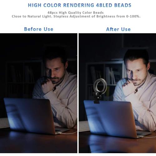 Video Conference Lighting Kit, Ring Light for Monitor Clip On,for Remote Working, Distance Learning,Zoom Call, Self Broadcasting and Live Streaming, Computer Laptop Video Conferencing