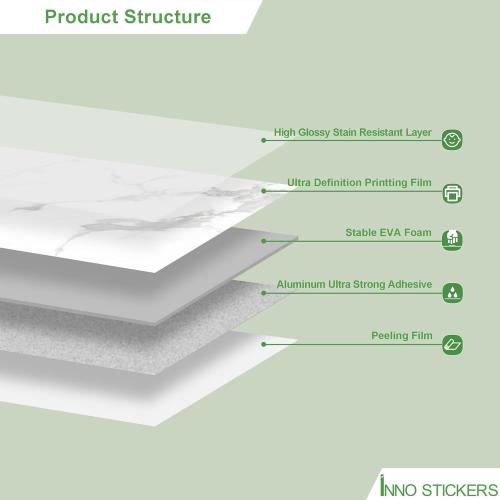 Marble Peel and Stick Waterproof Wall Paneling, Carrara White Glossy Finish Self-Adhesive Backsplash Tile Vinyl Wall Panel for Kitchen Bathroom Wall Decor,