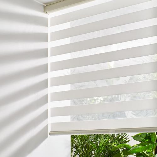 Persilux Cordless Zebra Blinds for Windows Free-Stop Roller Windows Shades (24 W X 72 H, Cream) Dual Layer Light Control for Day and Night, Light Filtering Sheer Shades for Home, Bedroom,