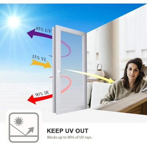 Filmgoo Window Privacy Film One Way Daytime Mirror Tint Treatments UV Heat Control Vinyl Stickers Sun Block Glass Paper Door Covering Reflective 35.4 Inch x 6.5 Feet Silver