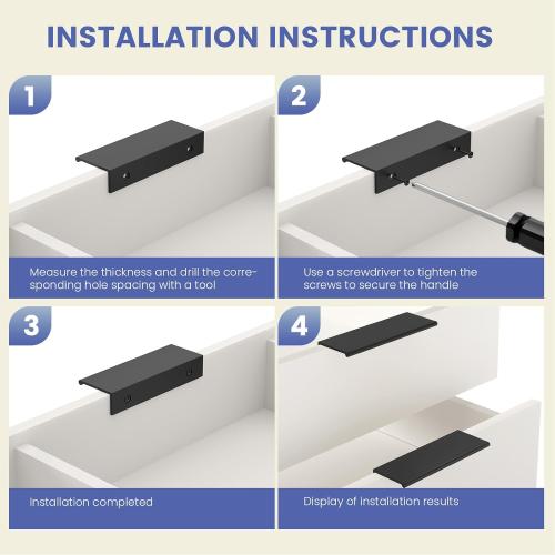 Peaha 10 Pack Kitchen Cabinet Handles 6-1/4 inch Black Pulls for Dresser Drawers Door Edge Finger Pull Aluminum Alloy Hardware