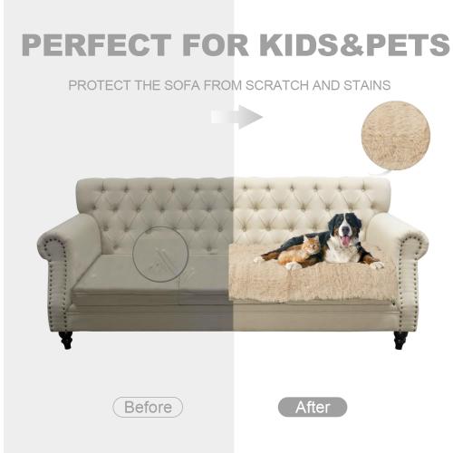 Dogs/Cats Bed Mats, Dog Pad Washable Removable Couch Cover with Anti-Slip Back, Plush Long Fur Mat, Perfect for Small, Medium and Large Dogs.(Beige, 40x50)
