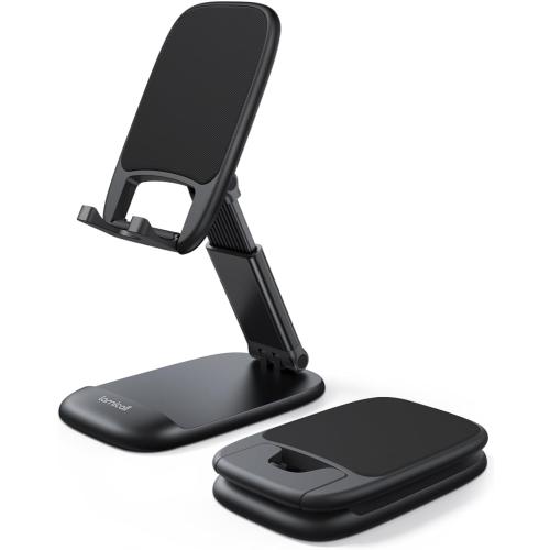 Lamicall Cell Phone Stand for Desk - [Height Adjustable] Foldable Mobile Phone Holder, Portable Stand for iPhone 17 16 15 14 13 12 11 Pro Max Plus Air, Galaxy S25, Telephone, Office Gift Accessories