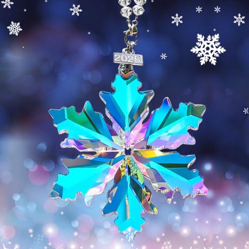 2025 Annual Edition Christmas Snowflake Ornament,Crystal Christmas Ornaments 2025,Crystal Ornament for Christma Tree,Beautiful Ornaments for Women Girls