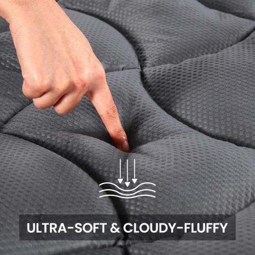 SLEEP ZONE Cooling Queen Mattress Topper, Premium Zoned Cool Mattress Pad Cover, Padded Mattress Protector Breathable Washable, Deep Pocket 8-21 (Grey, Queen)