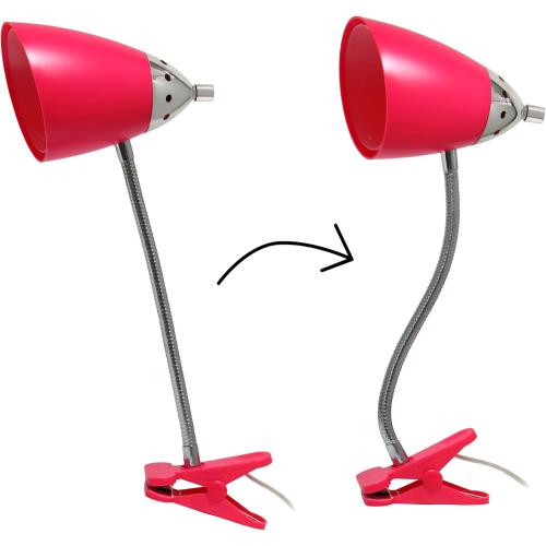 Simple Designs LD2001-PNK-LB 17.5 Flossy Flexible Gooseneck Clip Light Desk Lamp with LED Bulb, Pink