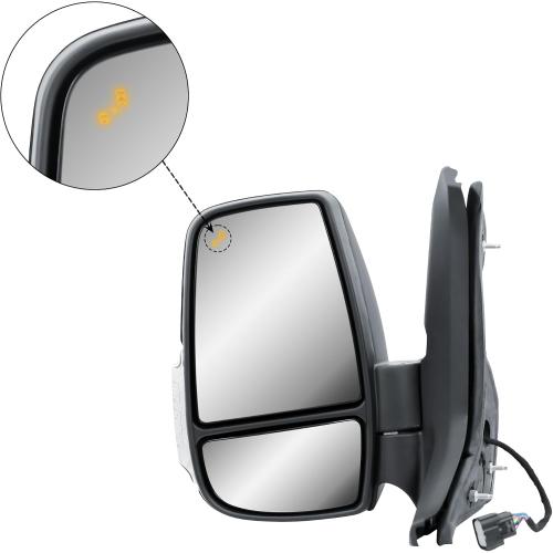 Replacement Driver Left Side Mirror Power Mirror and Heated with BLIS (Blind Spot Sensor) and Indicator Manual Folding Fit Ford Transit 150 250 350 from 2015 to Onward
