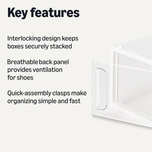 Amazon Basics Stackable and Foldable Clear Shoe Storage Organizer Box, Small, 12-Pack