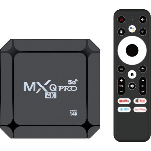 MXQ Pro 5G Android 14.0 TV Box 2025 Upgraded Ram 2GB ROM 16GB Dual Band 2.4G/5.8GHz WiFi6 BT5.0 4K AV1 USB 3.0 Ultra HD Voice Control Smart Home Player