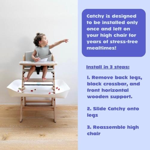 CATCHY - Food Catcher - Compatible with Abiie Beyond Junior High Chair   11 Other High Chairs - Highchair Sold Separately - Baby & Toddler Food & Mess Catcher - Under High Chair Accessory