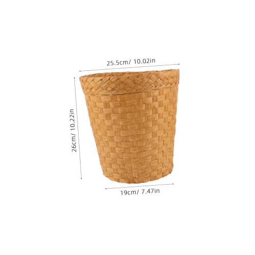 Color Brown Elegant Bamboo Woven Rattan Trash Can Kitchen Waste Basket Basket Home Storage Bins Litter Waste Can