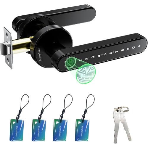Fingerprint Door Lock Biometric Door Knob with Keypad Keyless Entry, Door Locks for Bedrooms, Home Hotel Office Apartment Black