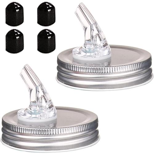 Mason Jar Pour Spouts. free flow Mason Jar Pour Spouts, mason jar for spout regular mouth size 70mm dispenser germination cover. Suitable for any liquid. LeakProof 2Pack   4 Black Lid Caps (2 Pack