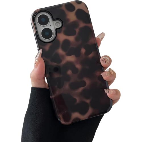 Longlayss Compatible with iPhone 16 Plus Case Tortoise Shell Phone Case | Tortoise Shell Phone Cover for Women Girl Shockproof TPU and Hard PC Protective Cover - Amber Brown Leopard