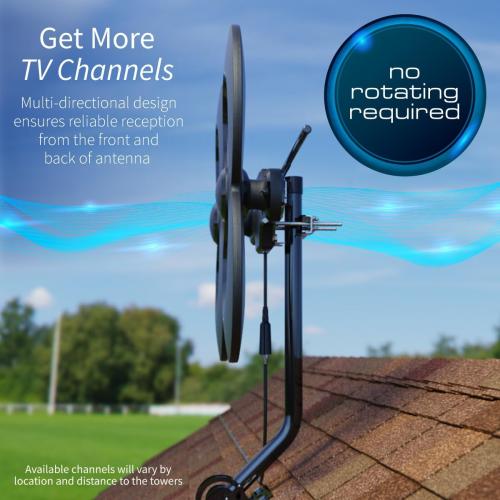 Antennas Direct ClearStream 4MAX Complete TV Antenna, Indoor Outdoor, UHF VHF, Multi-Directional, 70  Mile Range – w/Cable, Mast, Amplifier, Splitter