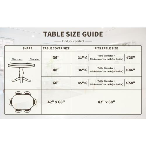 UMINEUX Round Fitted Vinyl Tablecloth with Elastic Edged & Flannel Backing, Waterproof Wipeable Round Table Cover for Indoor Outdoor Patio Use - Fits Tables up to 45 - 56 Diameter(Wood)