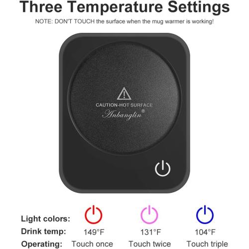 Coffee Mug Warmer, Smart Cup Warmer for Desk, 3 Temperature Control & Auto Shut Off, Electric Cup Warmer for Heating Milk,Tea,Beverage,Candle (Black-No Mug)