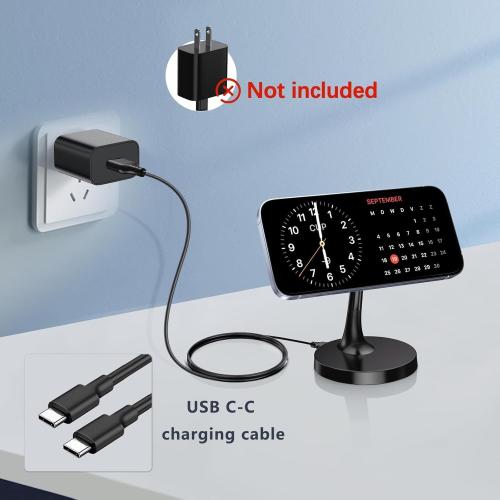 Magnetic Wireless Charger iPhone Stand 15W Fast Mag-Safe Charger for iPhone 16/16 Pro/16 Plus/16 Pro Max/15/14/13/12 Series Apple Magnet Wireless Charging Station/Pad for AirPods
