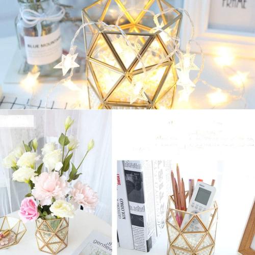 Clear Glass Makeup Brush Holder Vintage Jewelry Organizer Metal Handmade Art Crafts Pearls Not Included (Brass)