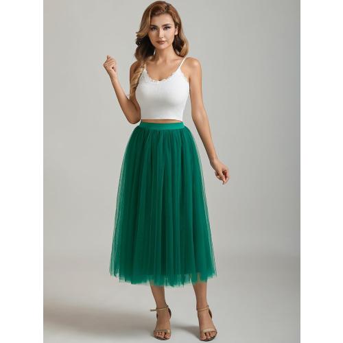 size XL A line Tea Length Tulle Skirt for Party Prom Casual Wear